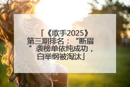 《歌手2025》第三期排名：“断眉”袭榜单依纯成功，白举纲被淘汰