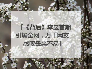 《背后》李晟首期引爆全网，万千网友感叹母亲不易