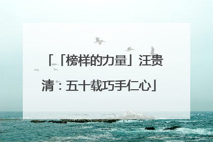 「榜样的力量」汪贵清：五十载巧手仁心