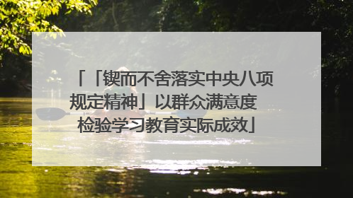 「锲而不舍落实中央八项规定精神」以群众满意度 检验学习教育实际成效