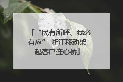 “民有所呼、我必有应” 浙江移动架起客户连心桥
