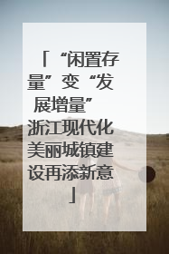 “闲置存量”变“发展增量” 浙江现代化美丽城镇建设再添新意