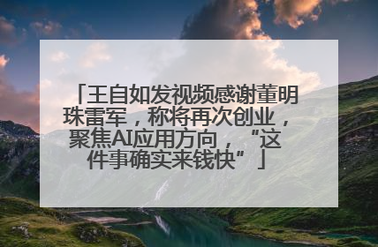 王自如发视频感谢董明珠雷军，称将再次创业，聚焦AI应用方向，“这件事确实来钱快”