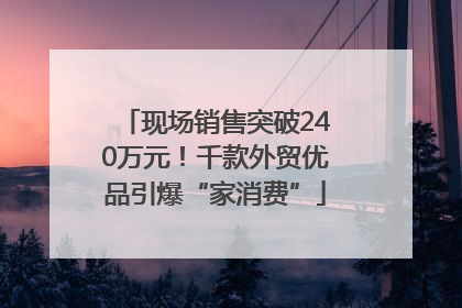 现场销售突破240万元！千款外贸优品引爆“家消费”