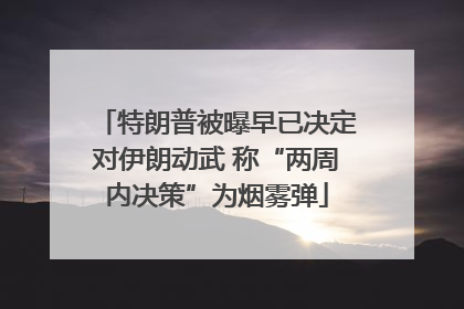 特朗普被曝早已决定对伊朗动武 称“两周内决策”为烟雾弹