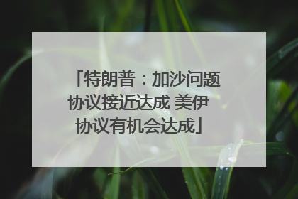 特朗普：加沙问题协议接近达成 美伊协议有机会达成