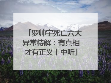 罗帅宇死亡六大异常待解：有真相才有正义丨中听