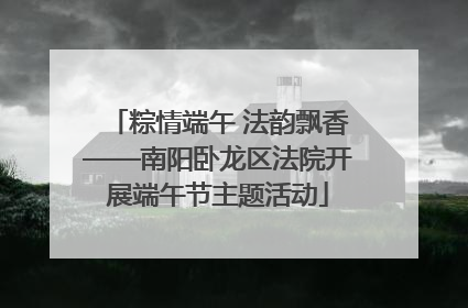 粽情端午 法韵飘香——南阳卧龙区法院开展端午节主题活动