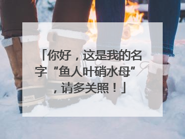 你好，这是我的名字“鱼人叶硝水母”，请多关照！