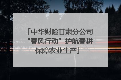中华财险甘肃分公司“春风行动”护航春耕 保障农业生产
