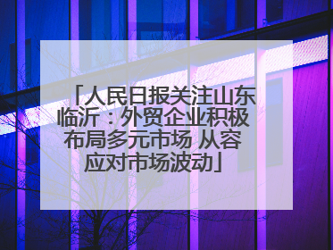 人民日报关注山东临沂：外贸企业积极布局多元市场 从容应对市场波动