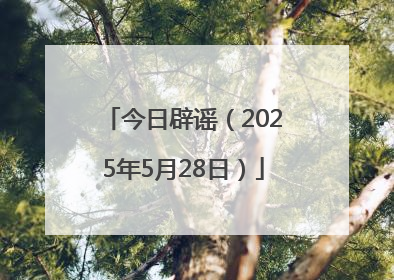 今日辟谣（2025年5月28日）