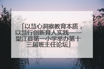 以慧心洞察教育本质，以慧行创新育人实践——望江县第一小学举办第十三届班主任论坛