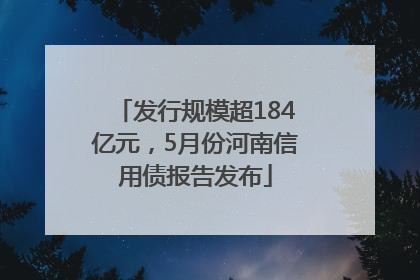 发行规模超184亿元，5月份河南信用债报告发布