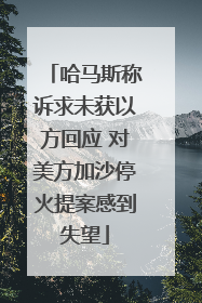 哈马斯称诉求未获以方回应 对美方加沙停火提案感到失望