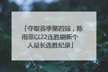 夺取赛季第四冠，陈雨菲以22连胜刷新个人最长连胜纪录