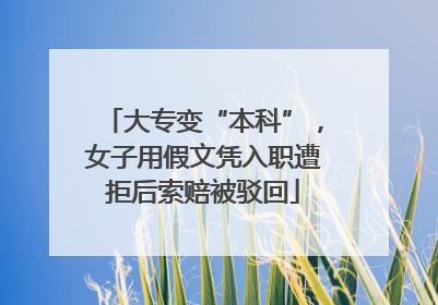 大专变“本科”，女子用假文凭入职遭拒后索赔被驳回