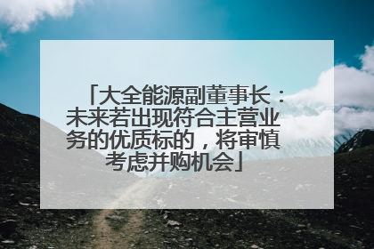 大全能源副董事长：未来若出现符合主营业务的优质标的，将审慎考虑并购机会