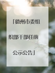 德州市委组织部干部任前公示公告