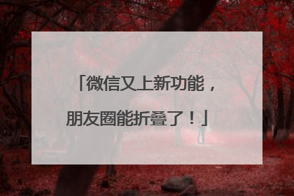 微信又上新功能，朋友圈能折叠了！