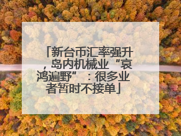 新台币汇率强升，岛内机械业“哀鸿遍野”：很多业者暂时不接单