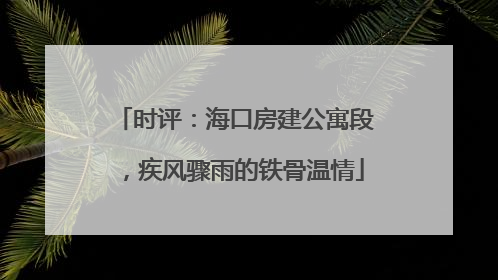 时评：海口房建公寓段，疾风骤雨的铁骨温情