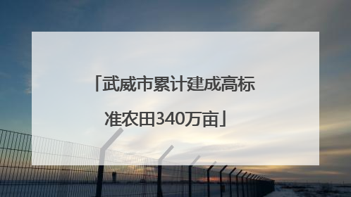 武威市累计建成高标准农田340万亩