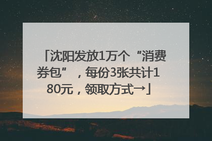 沈阳发放1万个“消费券包”，每份3张共计180元，领取方式→