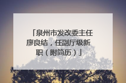 泉州市发改委主任廖良结，任副厅级新职（附简历）