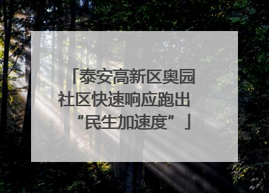 泰安高新区奥园社区快速响应跑出“民生加速度”