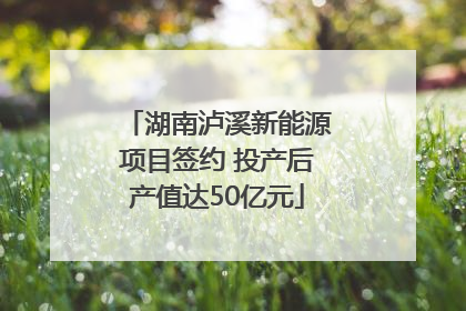湖南泸溪新能源项目签约 投产后产值达50亿元