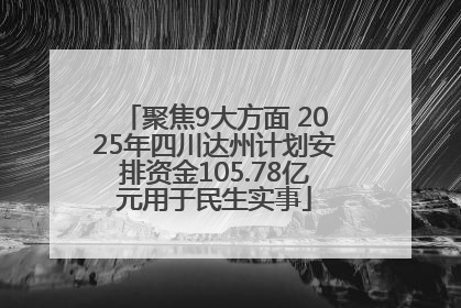 聚焦9大方面 2025年四川达州计划安排资金105.78亿元用于民生实事