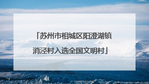 苏州市相城区阳澄湖镇消泾村入选全国文明村