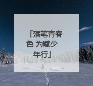 落笔青春色 为赋少年行