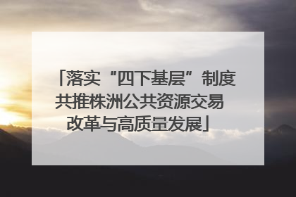 落实“四下基层”制度 共推株洲公共资源交易改革与高质量发展
