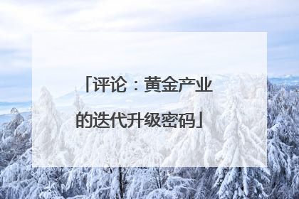评论：黄金产业的迭代升级密码