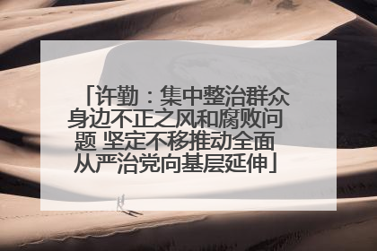 许勤：集中整治群众身边不正之风和腐败问题 坚定不移推动全面从严治党向基层延伸