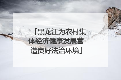 黑龙江为农村集体经济健康发展营造良好法治环境