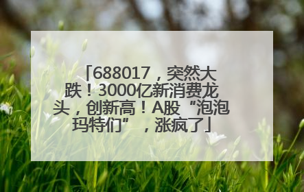 688017，突然大跌！3000亿新消费龙头，创新高！A股“泡泡玛特们”，涨疯了
