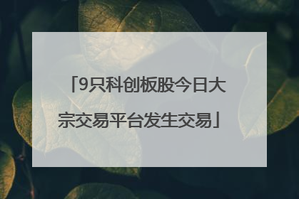 9只科创板股今日大宗交易平台发生交易